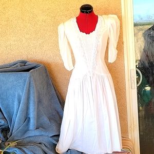 Vintage 80's Gunne Sax Jessica McClintock Lace Flapper Dress sz 3